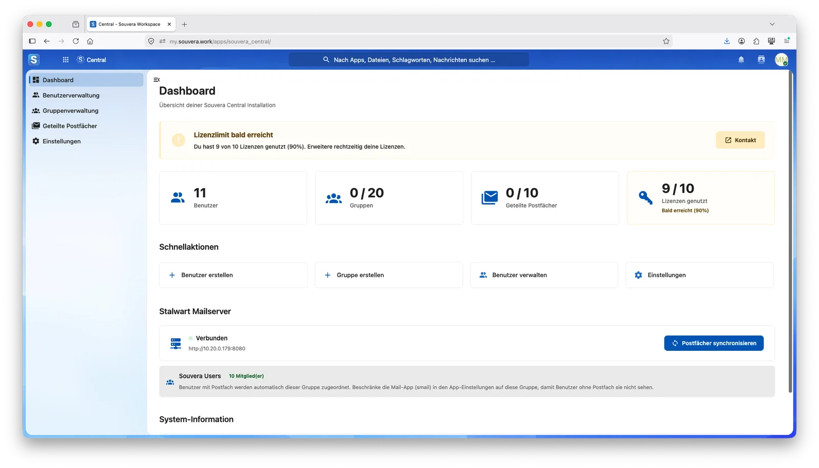 Souvera Central Dashboard