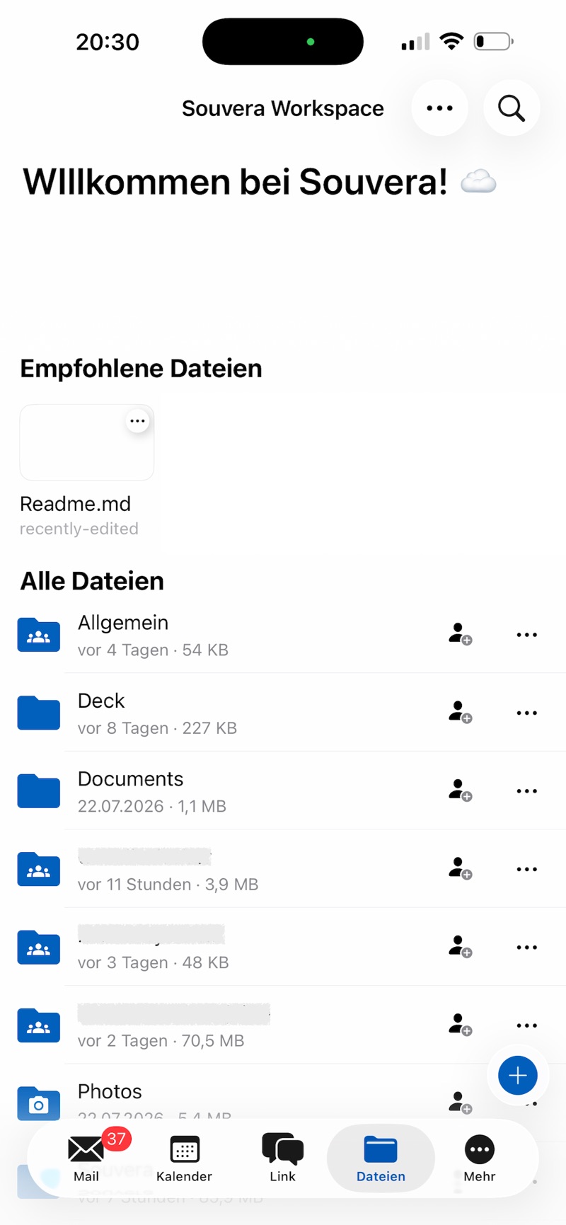 Souvera Workspace App auf iOS (App Store Screenshot)